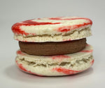 Vegan Peppermint Bark macaron